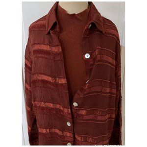 Stonebridge Signature Red Rust Collared Shirt & Mock Silk Top SET vgt 90s Medium